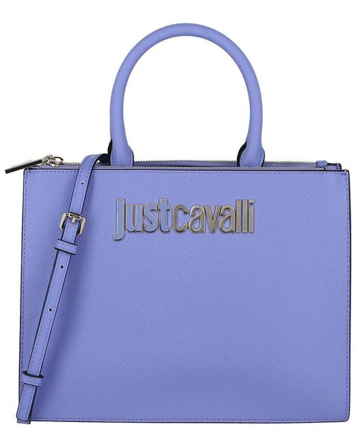 Just Cavalli Blue Logo Shoulder Bag
