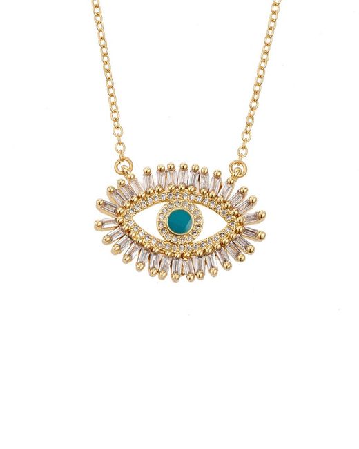 Eye Candy LA White The Luxe Collection 14k Over Silver Cz Evil Eye Necklace