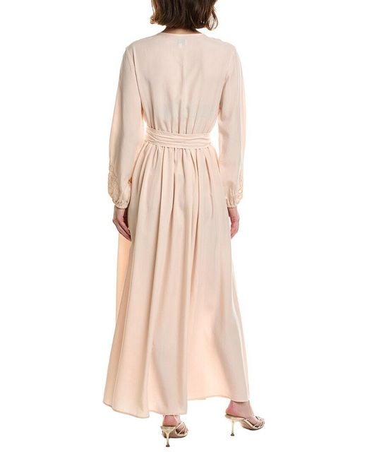 Pascale La Mode Natural Laser Cut Embroidery Wrap Dress