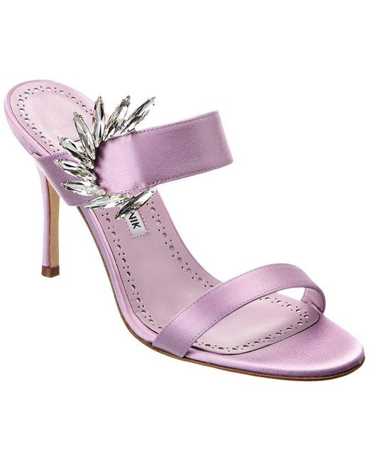 Manolo Blahnik Pink Chivela 90 Satin Sandal