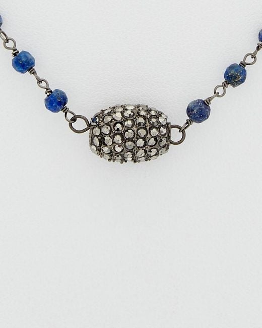 Rachel Reinhardt Jewelry White Silver Blue Lapis & Crystal Necklace