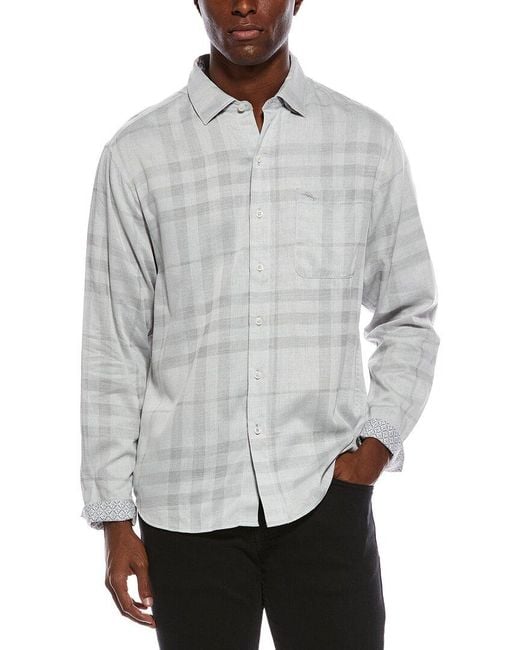 Tommy Bahama Gray Mist Plaid Shirt for men