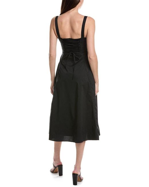 Moonsea Black Lace-up Midi Dress