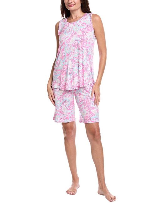 Ellen Tracy Pink 2Pc Short & Top Pajama Set