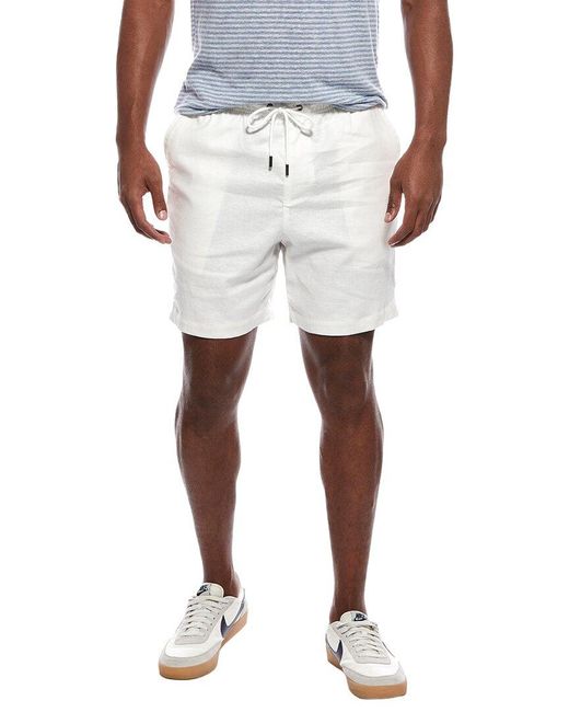 Onia White Stretch Linen-Blend Short for men