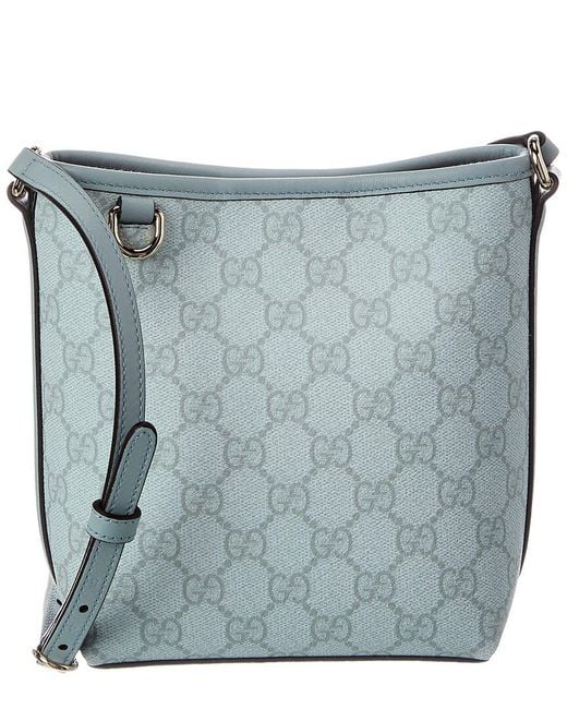 Gucci Blue Gg Emblem Nano Gg Supreme Canvas & Leather Bucket Bag