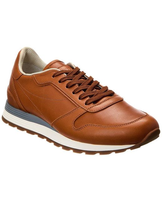 Brunello Cucinelli Brown Leather Sneaker for men