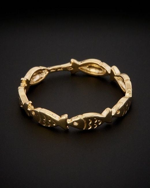 Italian Gold Black 14k Fish Ring
