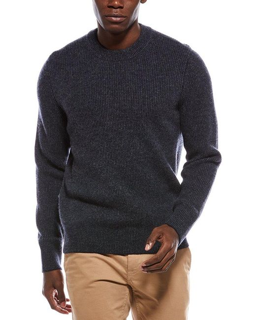 Vince Blue Boiled Cashmere Thermal Crewneck Sweater for men