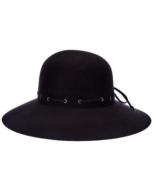 Bruno Magli Black Leather-trim Wool Felt Hat