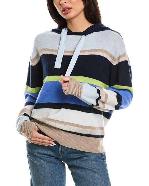 Brodie Cashmere Blue Striped Cashmere Hoodie