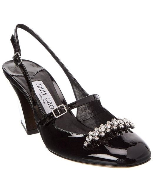 Jimmy Choo Black Belinda 70 Patent Slingback Pump