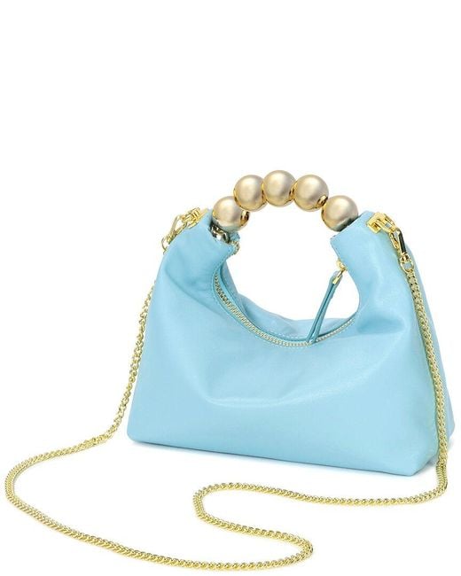 Tiffany & Fred Paris Blue Smooth Leather Top-Handle Shoulder Bag
