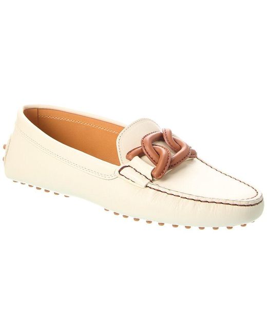 Tod's White Kate Gommino Leather Loafer
