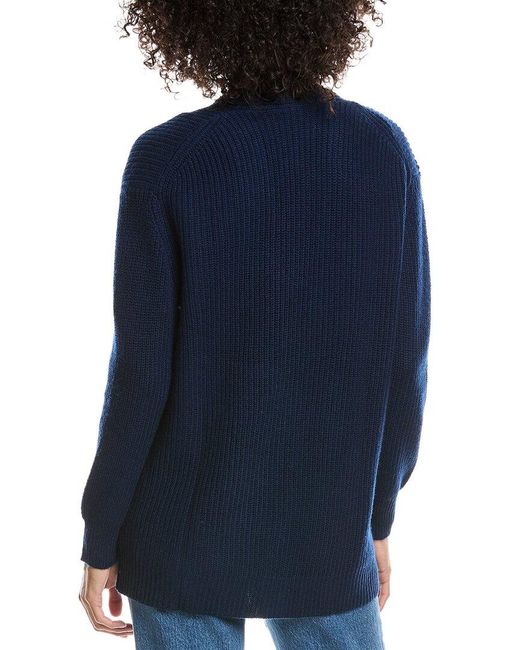 Forte Blue Boyfriend Wool & Cashmere-Blend Cardigan