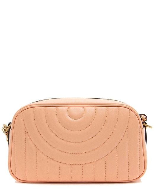 Gucci Natural Pink Matelasse Leather GG Marmont Vertical Ring Small Shoulder Bag (authentic Pre-loved)