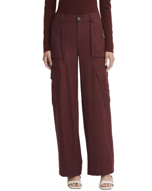 Vince Purple Flannel Wide Leg Raver Wool-Blend Pant