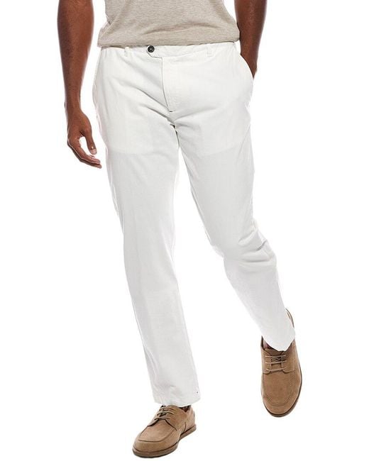 Isaia White Straight Trouser for men