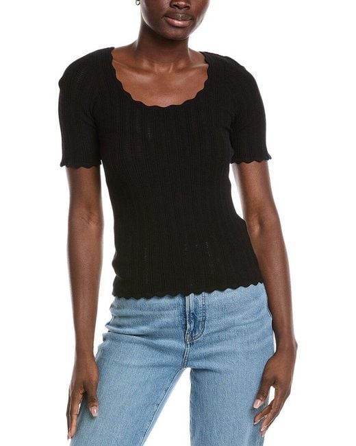 7 For All Mankind Black Knit T-Shirt
