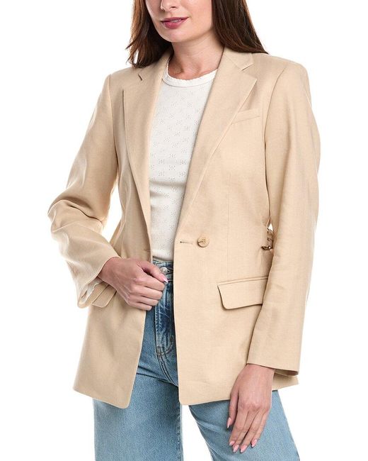 Maje Natural Linen-Blend Blazer