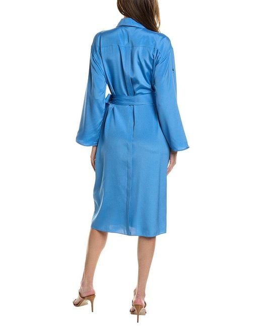 Lafayette 148 New York Blue Tab Sleeve Silk-blend Shirtdress