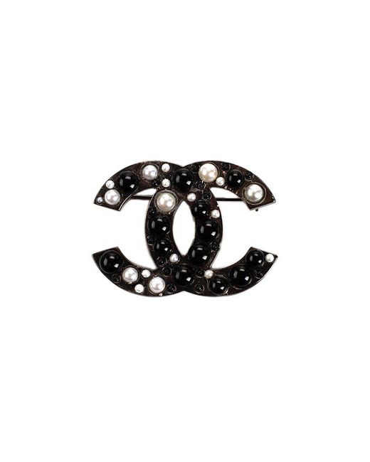 Chanel Black Tone Cc Rhinestone Brooch, Nwt (Authentic Pre-Owned)