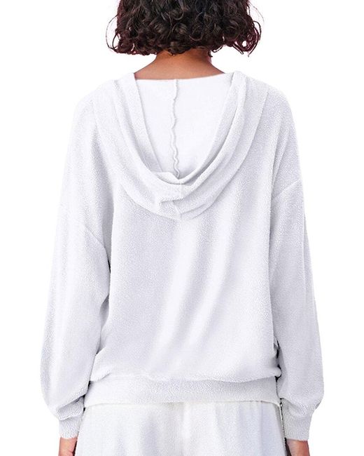 Sundry White Sherpa Lace-up Hoodie