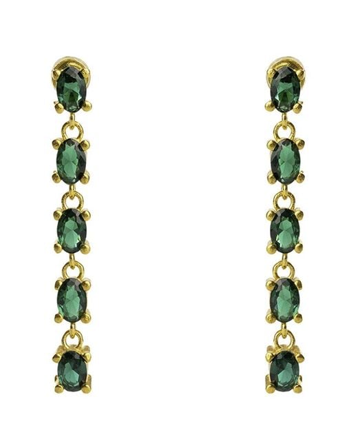 Ebru Jewelry Multicolor Plated Lab-Grown Emerald Drop Down Earrings