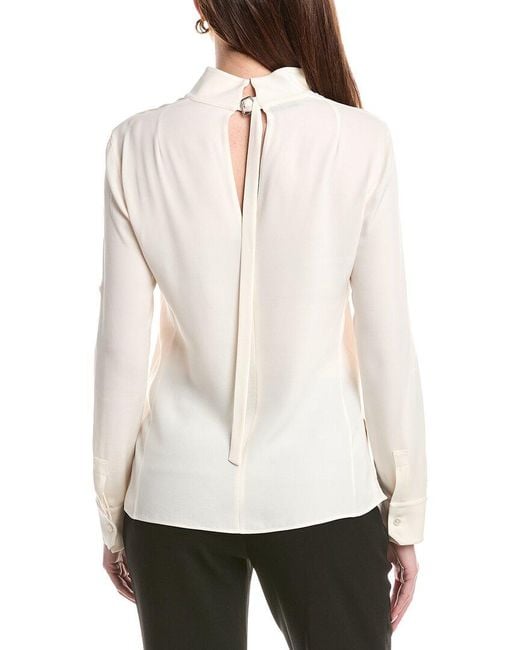 Akris White Long Sleeve Silk Top