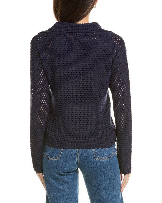 Vince Blue Textured Baja Pullover
