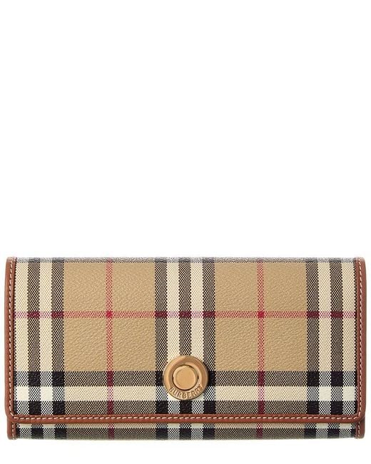 Burberry Natural Check E-Canvas & Leather Wallet