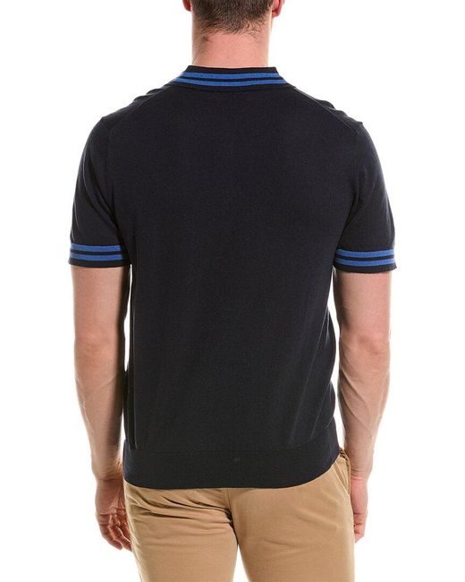 Velvet By Graham & Spencer Black Hogan Linen-blend Polo Shirt for men