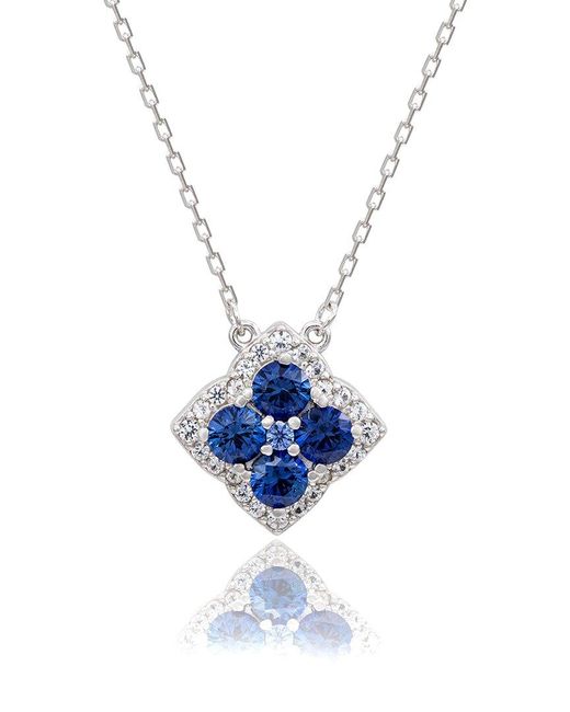 Suzy Levian Blue Silver 0.02 Ct. Tw. Diamond & Gemstone Necklace