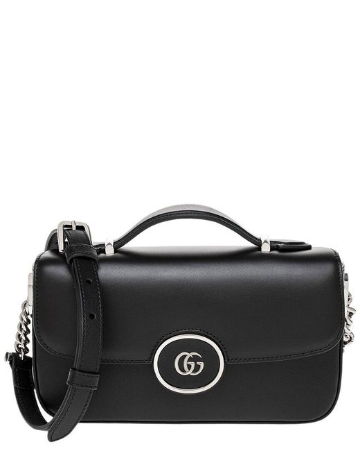 Gucci Black Petite Mini GG Leather Shoulder Bag