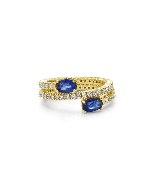 Forever Creations USA Inc. White Forever Creations 14k 2.40 Ct. Tw. Diamond & Sapphire Flexible Wrap Ring