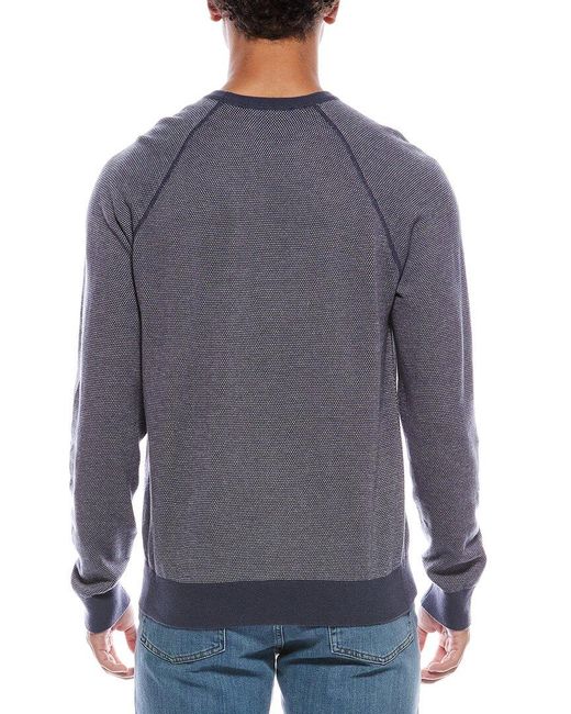 Vince Blue Birdseye Raglan Wool & Cashmere-Blend Crewneck Sweater for men
