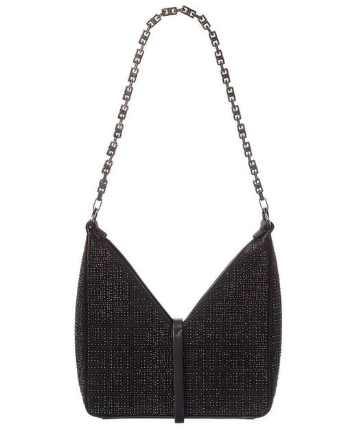 Givenchy Black Cut Out Mini Satin & Leather Shoulder Bag