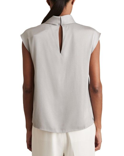 Reiss White Dania High Neck Shell Top