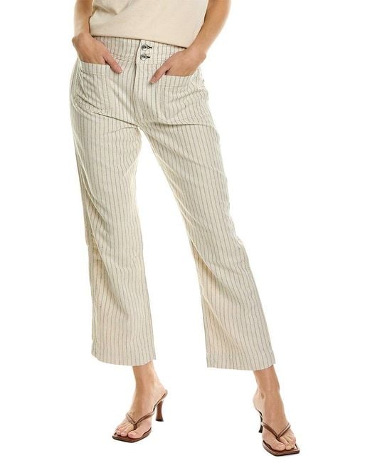 Rag & Bone Naval Natural Stripe Linen-blend Cropped Jean