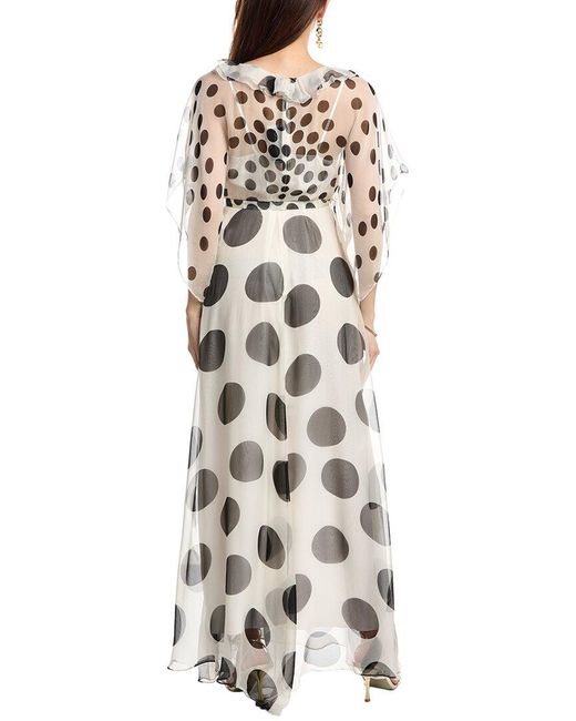 Valentino White 2Pc Silk Evening Gown & Sheer Overlay