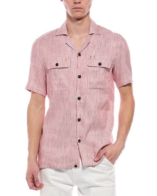 Isaia Pink Linen & Silk-Blend Shirt for men