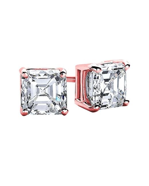 Suzy Levian CZ Jewelry White Suzy Levian Rose Gold Vermeil Cz Studs