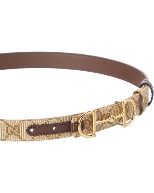 Gucci Brown Reversible Gg Canvas & Leather Belt