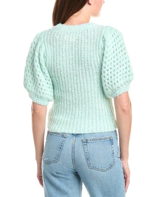Saltwater Luxe Blue Puff Sleeve Wool-Blend Sweater