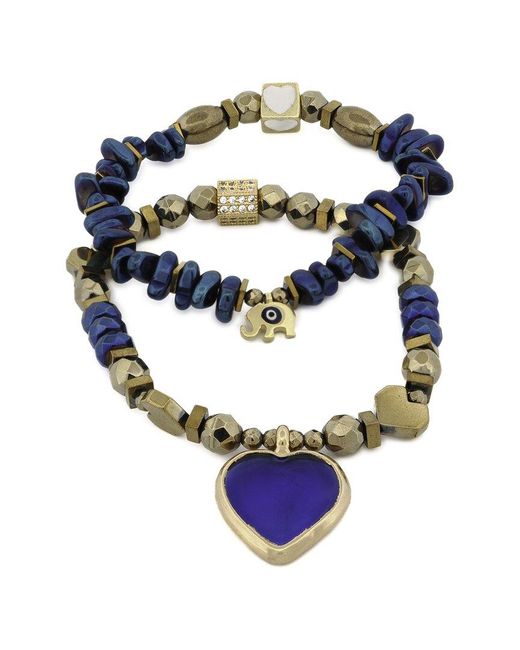 Ebru Jewelry Blue One Of A Kind Beaded Bracelet
