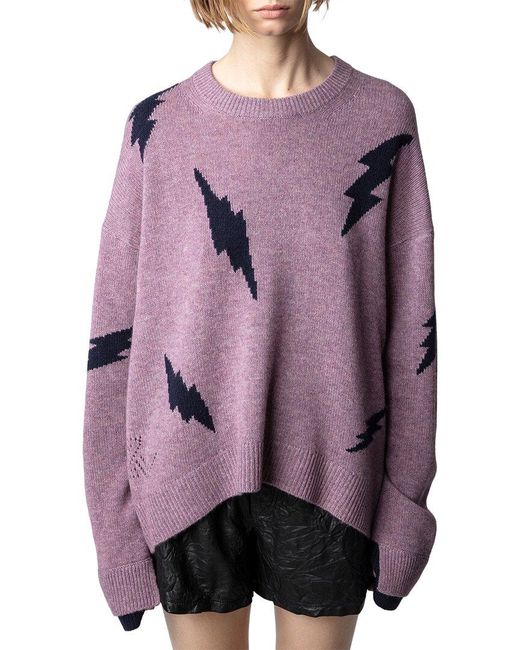 Zadig & Voltaire Purple Markus Flashlights Cashmere Sweater