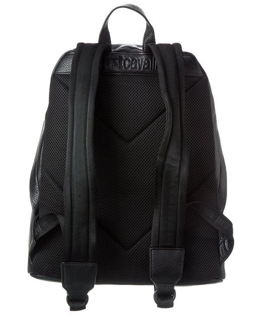 Just Cavalli Black Tiger Embossed Logo Backpack for men