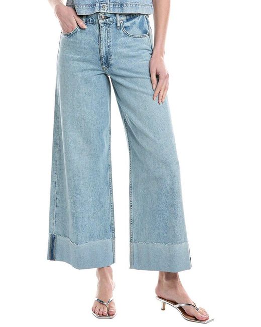 Rag & Bone Blue Sofie Mari Crop Wide Leg Jean