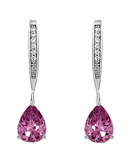 Genevive Jewelry Pink Silver Cz Earrings
