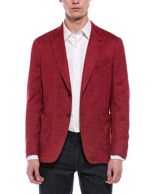 Isaia Red Silk & Cashmere-Blend Jacket for men
